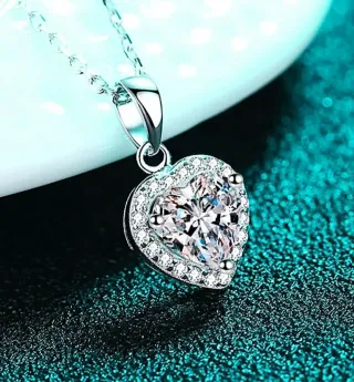 Colgante Corazón Plata 925 Moissanita