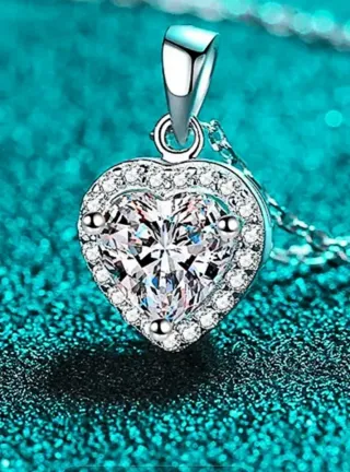 Colgante Corazón Plata 925 Moissanita