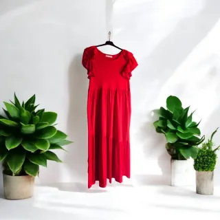 Vestido largo Sfera rojo satinado talla M