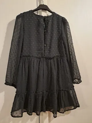 Vestito corto festa bambina 146 cm volant paillett