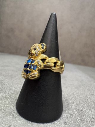 Anillo Osito Oro 18k piedras azules