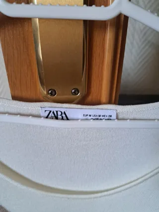 Jersey largo Zara beige y blanco Talla M