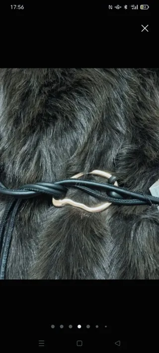 Abrigo pelo Zara negro/marrón