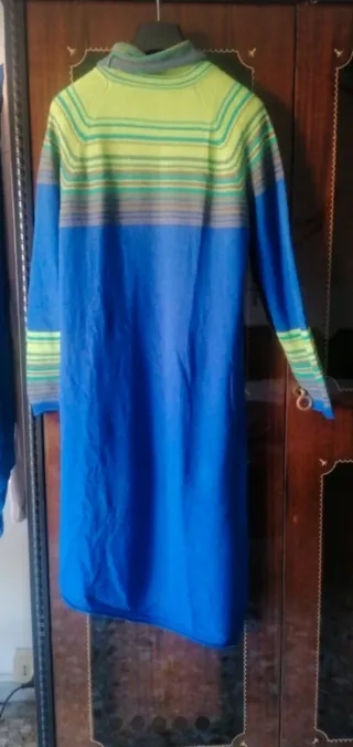 Vestito donna lana blu e verde