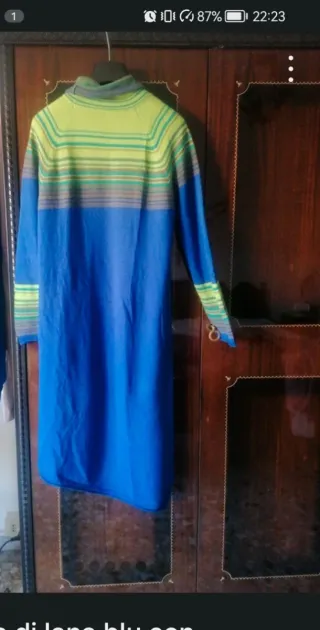Vestito donna lana blu e verde
