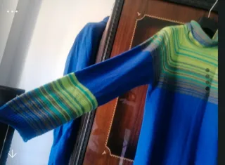 Vestito donna lana blu e verde