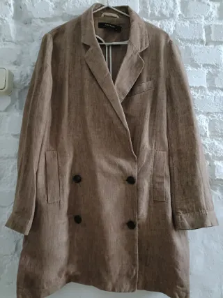 Blazer Zara Lino Marrón