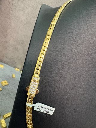 Cadena Cubana Oro 18k Cierre Circonitas