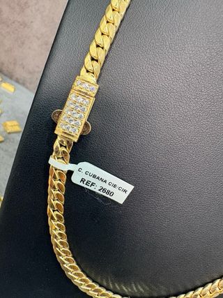 Cadena Cubana Oro 18k Cierre Circonitas