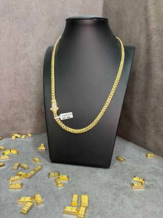 Cadena Cubana Oro 18k Cierre Circonitas