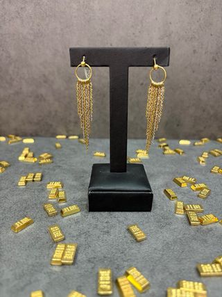 Pendientes Oro 18k Tricolor Largos