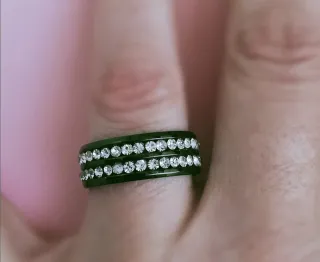 Anillo Acero Negro Doble Fila Circonitas