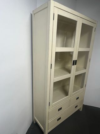 Vitrina Mueble Comedor Madera y Cristal Beige