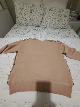 Jersey lentejuelas dorado y beige