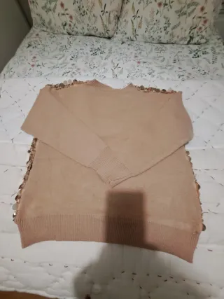 Jersey lentejuelas dorado y beige