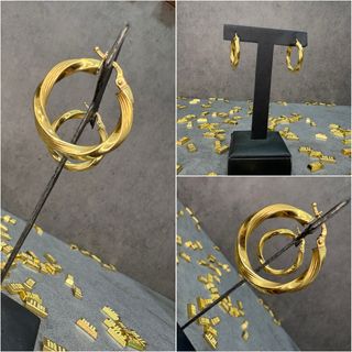 Pendientes Aro Rizado Oro 18k brillo