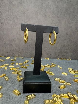 Pendientes Aro Rizado Oro 18k brillo