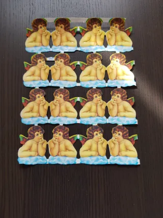 Fogli di cromos antichi di angeli