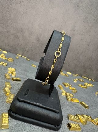 Pulsera Oro 18k Eslabón Rizado Bicolor