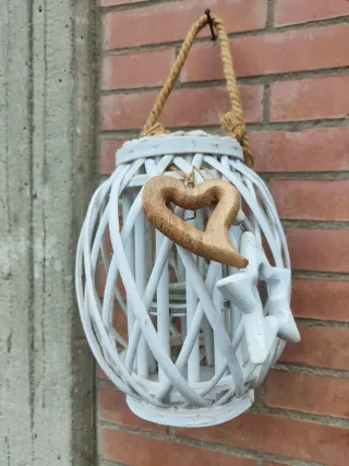 Lanterna grande in vimini decorata