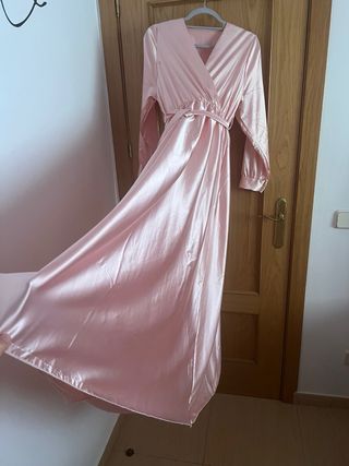 Vestido rosa satén talla M