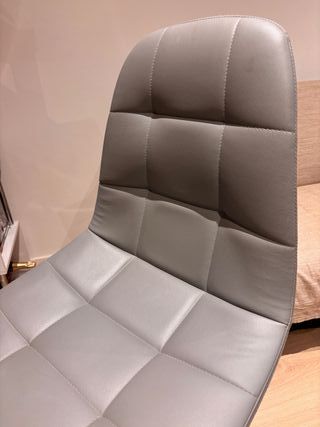 Set 2 Sedie Bar Alte in Pelle Grigia