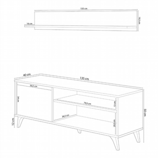 Mesa Tv 135 Cm 1 Puerta 1 Estante. Roble Canadian