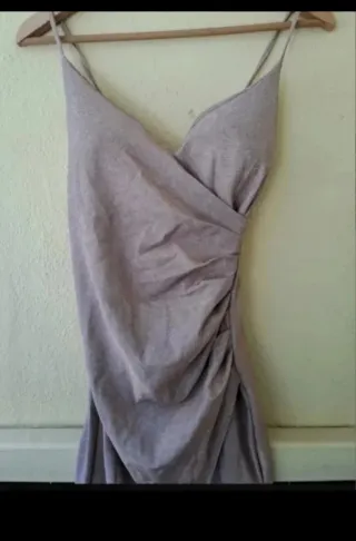 Vestido fiesta plateado rosa talla S