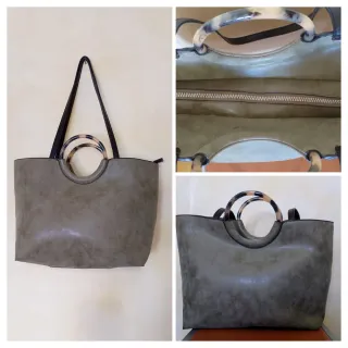 Bolso verde caqui con asas redondas