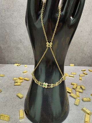 Pulsera esmeraldas circonitas oro 18k