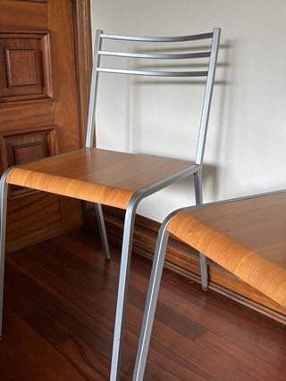 Juego de 2 Sillas Cocina Madera y Metal