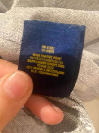 Polo Ralph Lauren Manga Larga Gris y Azul Talla L