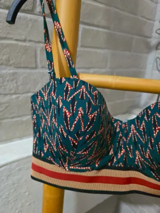 Sujetador verde talla 90B estampado étnico