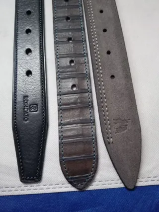 Set 3 Cinture Uomo Pelle Blu Grigio