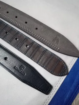 Set 3 Cinture Uomo Pelle Blu Grigio