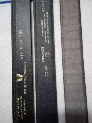 Set 3 Cinture Uomo Pelle Blu Grigio