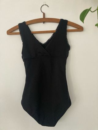 Maillot ballet niña negro forrado T 10-12
