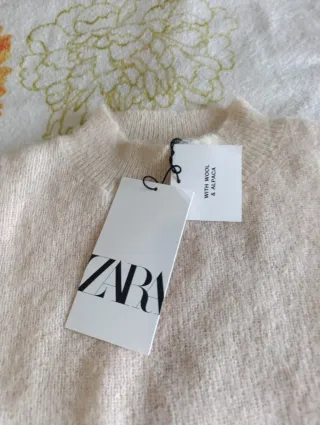 Jersey Zara Lana y Alpaca Talla M Beige