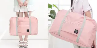 Bolsa de viaje rosa plegable