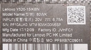 Portátil Lenovo Legion Y520 Negro/Rojo