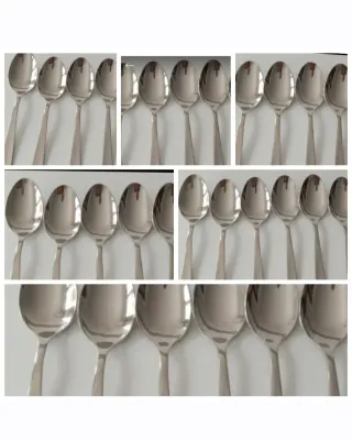 Juego de cubiertos de metal plateado