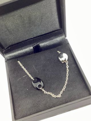 Gargantilla Plata Calabrote 80cm Negra y Plateada