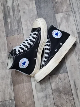 Converse All Star Nere Cuore Rosse Tg 40