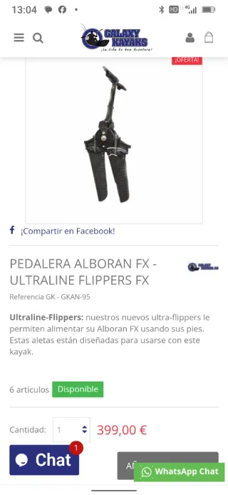 Pedalera Kayak Alborán FX2