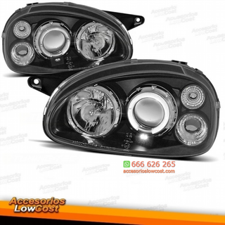 FAROS OPEL CORSA B 93-00 OJOS ANGEL FONDO NEGRO H