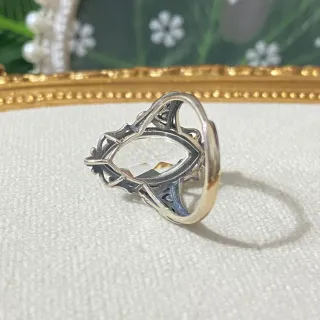 Anillo Plata Cuarzo Blanco Natural Marquise