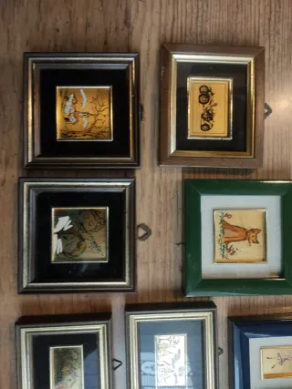 Set 7 Quadretti Foglia Oro