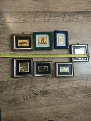 Set 7 Quadretti Foglia Oro