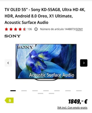 Sony Bravia OLED KD-55AG8 55” OLED Android TV