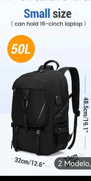 Mochila de viaje 50L negra